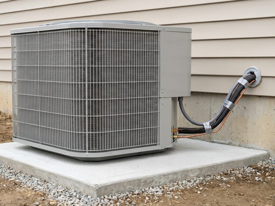 After: condenser replaced and set on a level pad in New Jersey