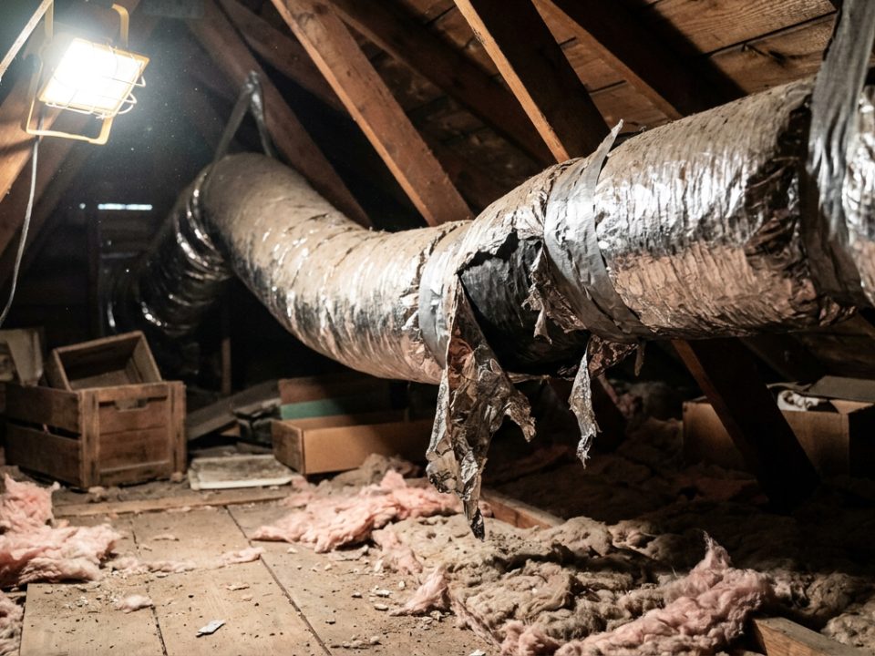 Before: attic ductwork sealed and insulated in New Jersey